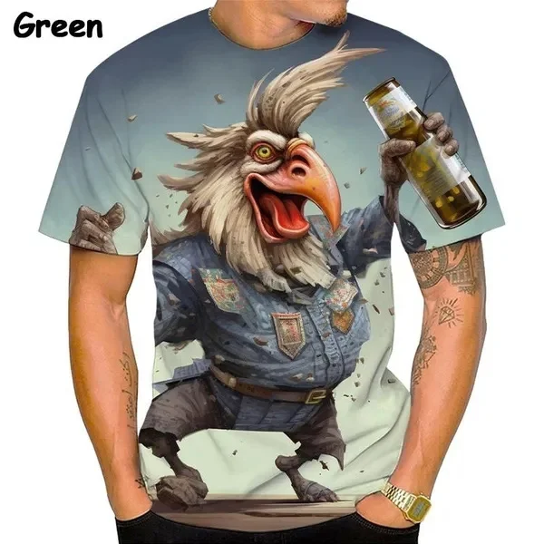 New Hip-hop Chicken Graphic 3D Printing Men's Funny T Shirt Short Sleeve Casual Fashion O Neck T-shirt Top Street Women Tees