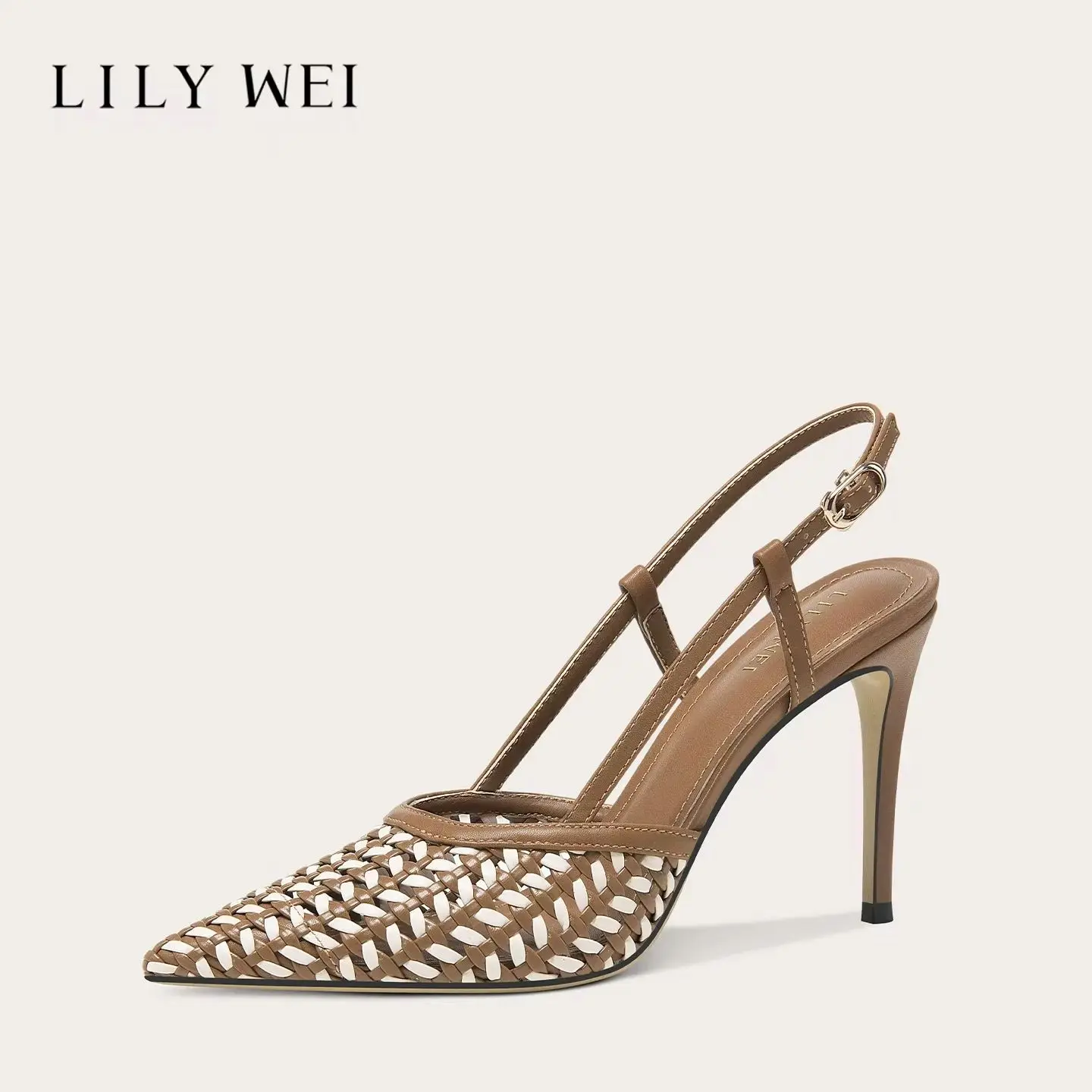 Summer New Pointed Hollow Weaving Sandals Banquet Dress Large Size Small Size Widening Edition Stiletto High Heels Women's Shoes