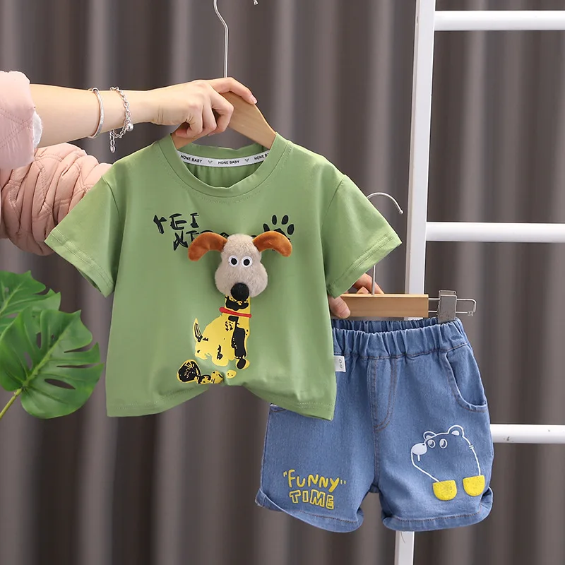 New Children Summer Kids Boys Clothes Cartoon Cotton T Shirts Shorts 2Pcs/sets Infant Fashion Casual Toddler Tracksuit 0-5 Years