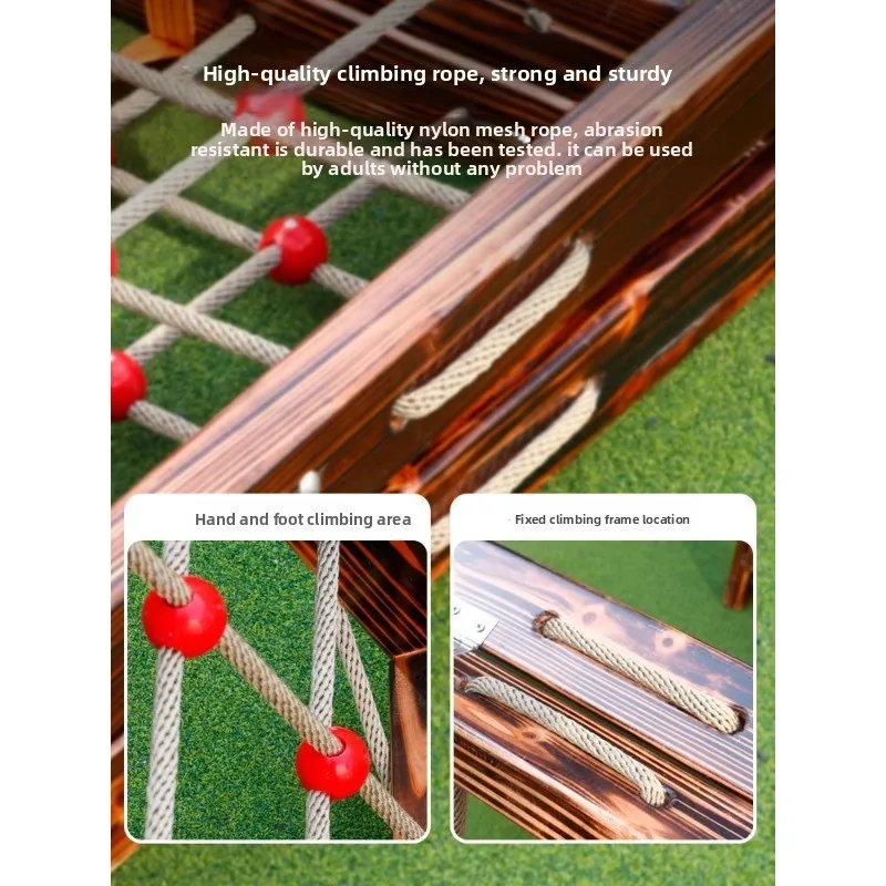 Kindergarten sensory integration training equipment Anji game climbing net outdoor carbonized climbing frame wooden ladder