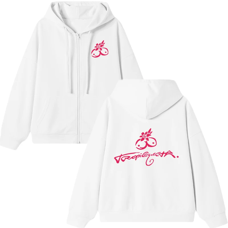 2025 KAROL G Tropicoqueta Double Sided Print Zipper Hoodies Women Men harajuku fashion Fleece Coat Sweat hip hop Jacket Unisex