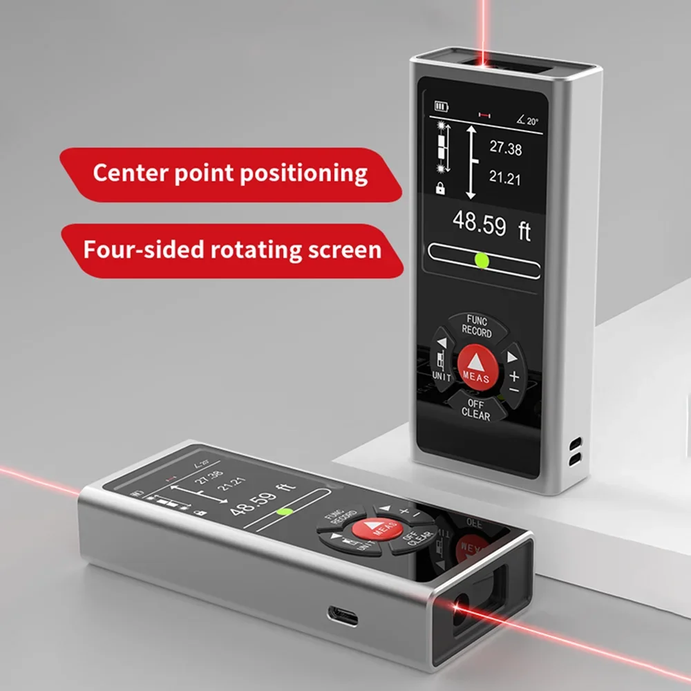 120M Measure Range Dual Laser Multipurpose Laser Distance Meter Multiple Unit Measurement Tool With Backlit LCD Display & USB