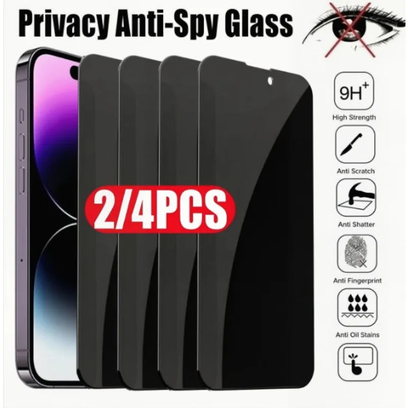 2/4 Stück Sichtschutzfolie für iPhone 15 14 13 12 11 16 17 Pro Max Anti-Spy Displayschutz für iPhone XS MAX XR 15 14 Plus Privatsphäre