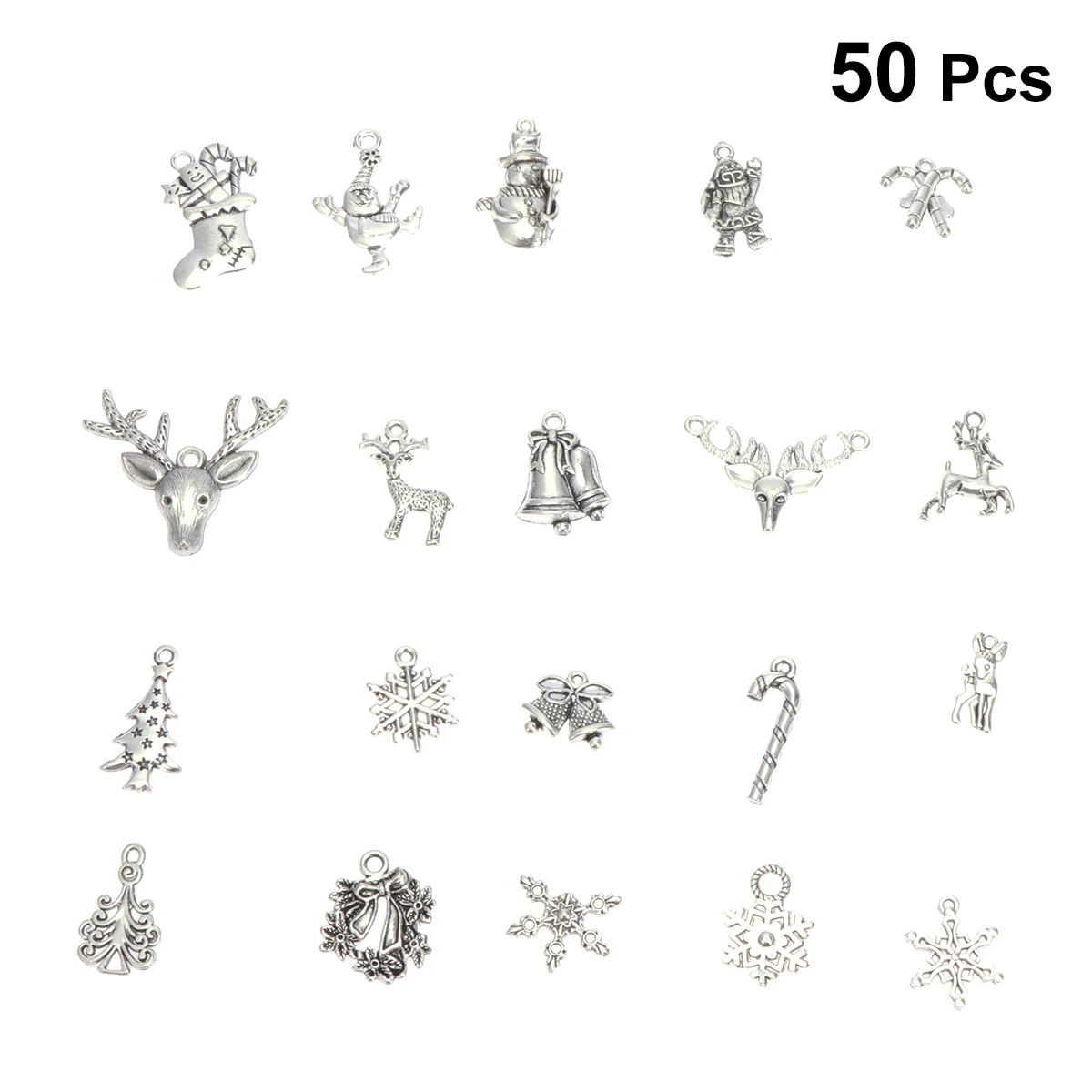 

50Pcs Charm Pendant Alloy Christmas Theme DIY Jewelry Making Accessories Necklace Bracelet Keychain Decorations