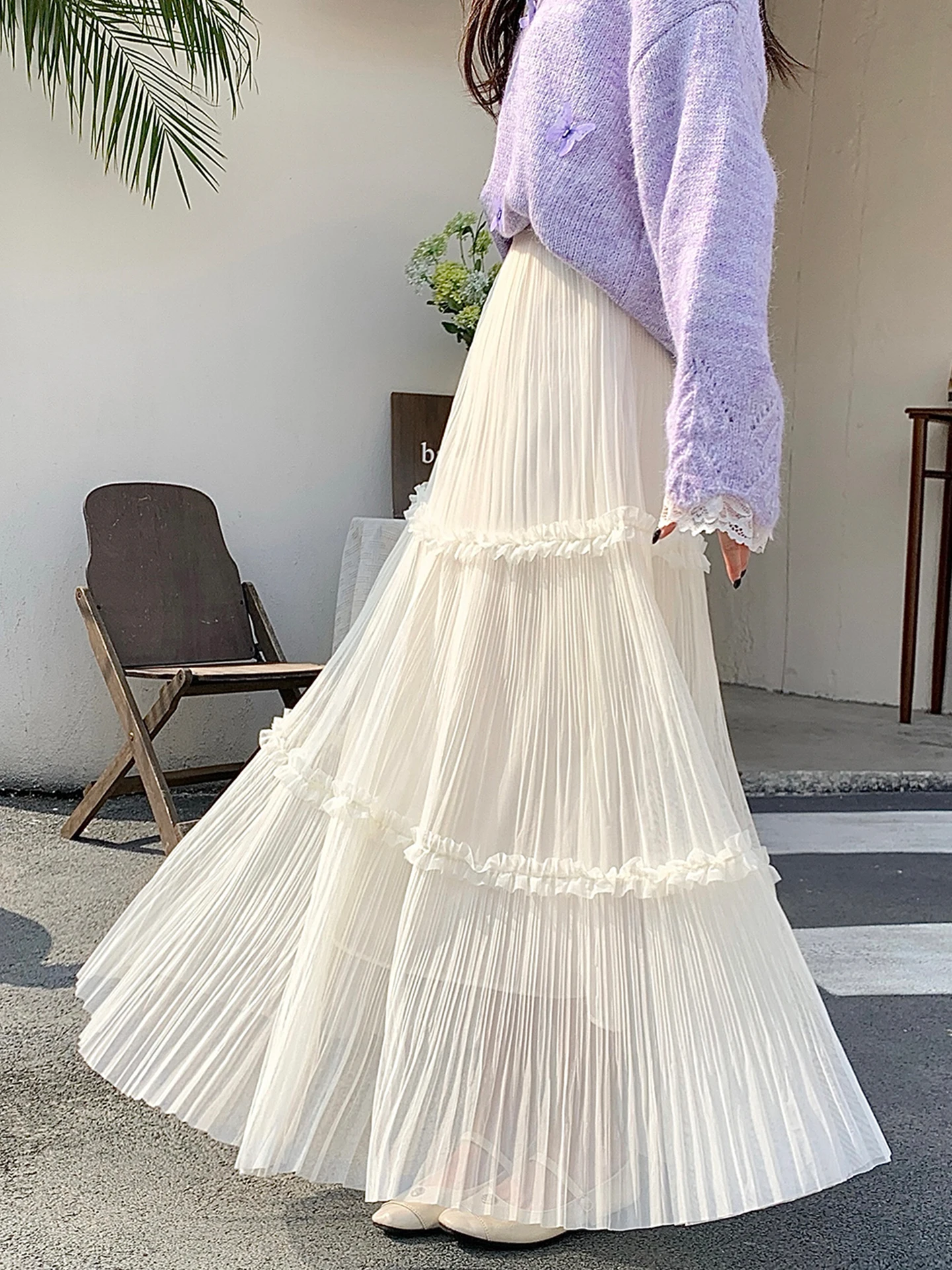 

Emily Clud Recommended Me Cake Skirt Women's Spring Autumn Elastic Waist A-Line f-length Skirt for All Body pes