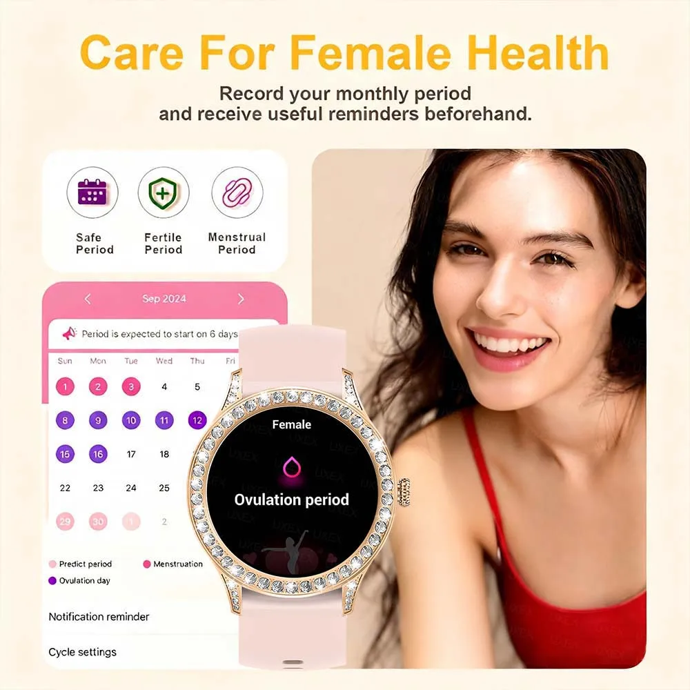 1.27 Inch Fashion Smart Watches Women Wireless Call Remote Photo Music Control Alarm ClockCalorie Pedometer Surprise Gift Women