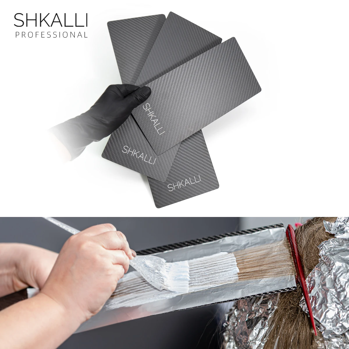 SHKALLI Professional Carbon Fiber Balayage Board Set,Lightweight Hairdressing Tin Foil Colouring Boards. (Matte Black Set)