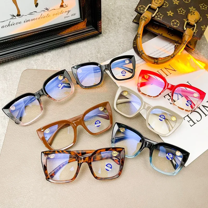 New Style Reading Glasses for Women Fashion Square Glasses Large Frame Blue Light Blocking Glasses Frame for Woman