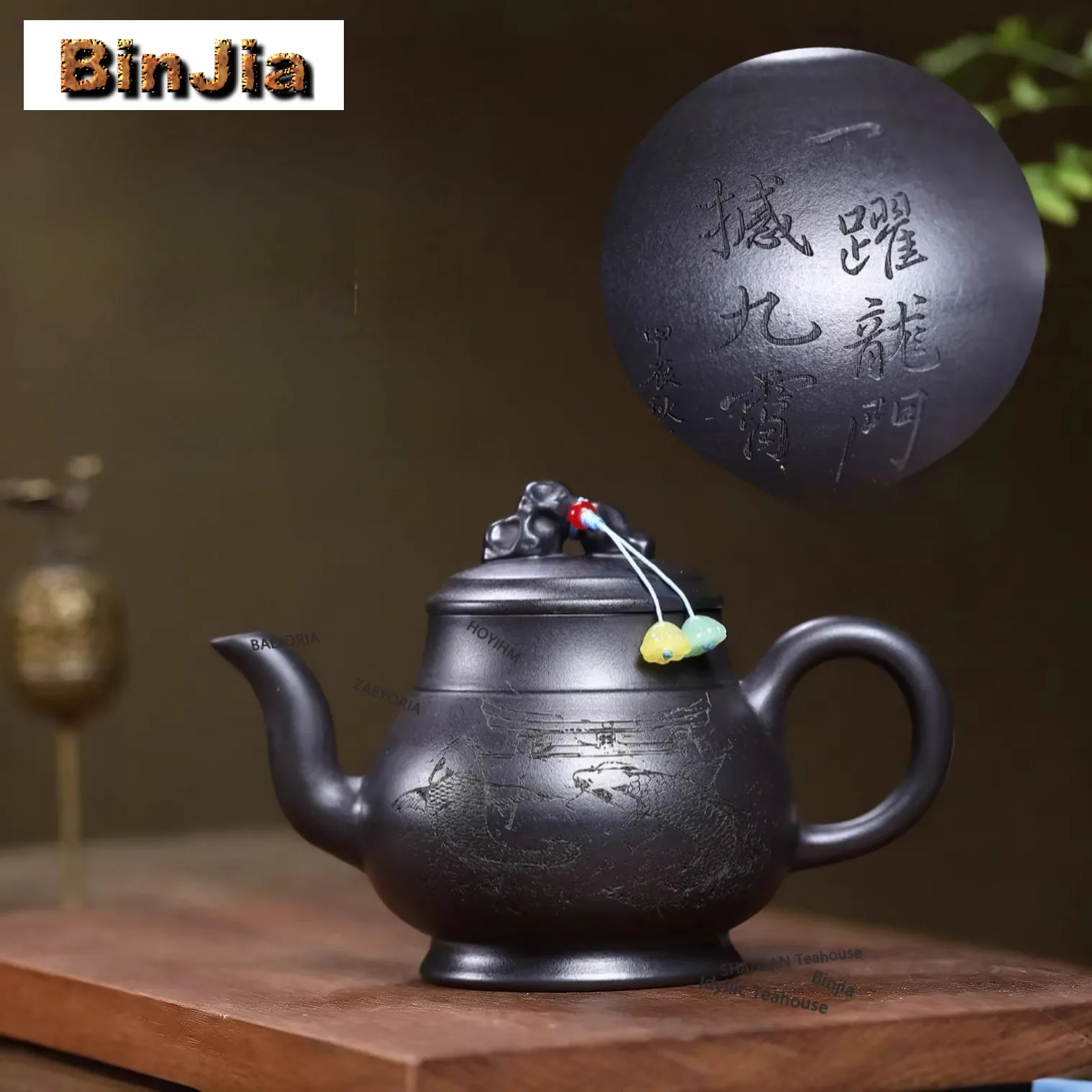 

Чайник из исинской глины ретро-стиля, 350 мл, ручной работы, с золотой чешуей и изображением дракона, из необработанной руды, желтая глина, китайский чайный набор из цзыша