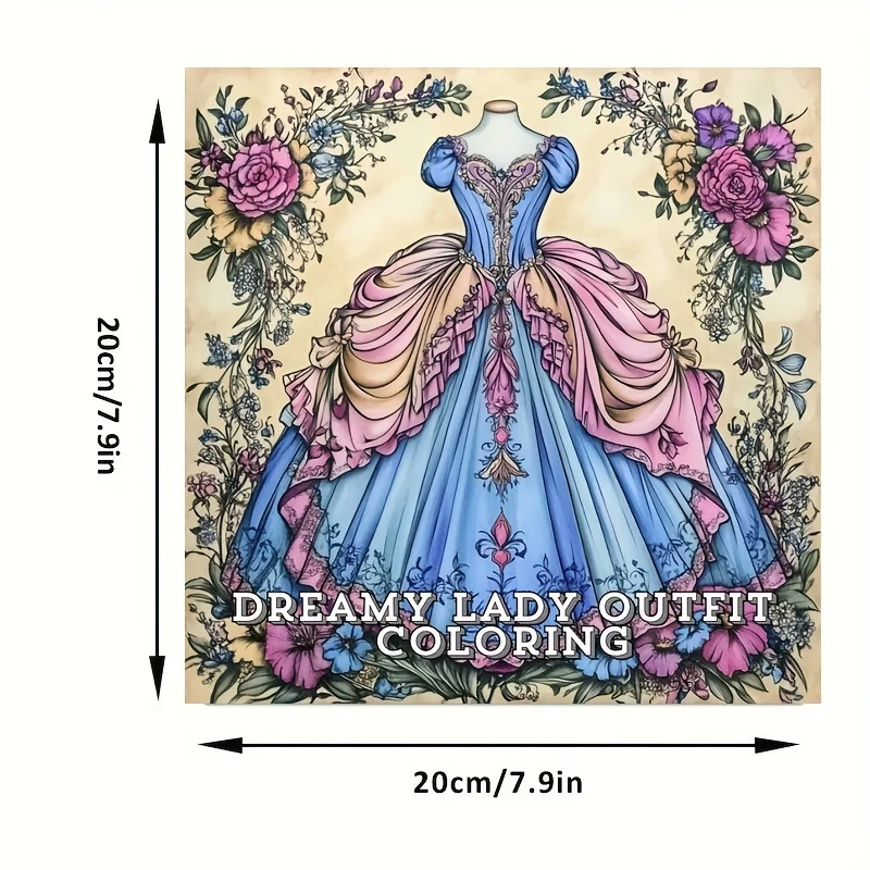 Buku Mewarnai 28 Halaman Pakaian Wanita Impian untuk Mengurangi Stres Dewasa |   Buku Mewarnai untuk Mengurangi Stres dan Mengatasi Suasana Hati