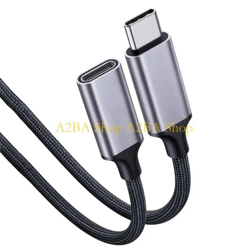 A2BA Nylon Braided USB Type C Extension Cord 100W Power Delivery and 4K Video Output