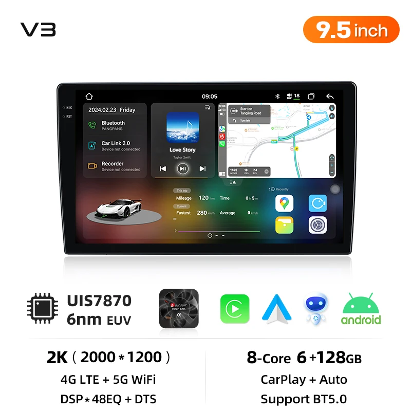 Junsun V3 Plus 2K Draadloze Carplay Android Auto Intelligente Systemen Voor Iveco Dagelijkse 2014 -2018 2019 2020 2021 Autoradio