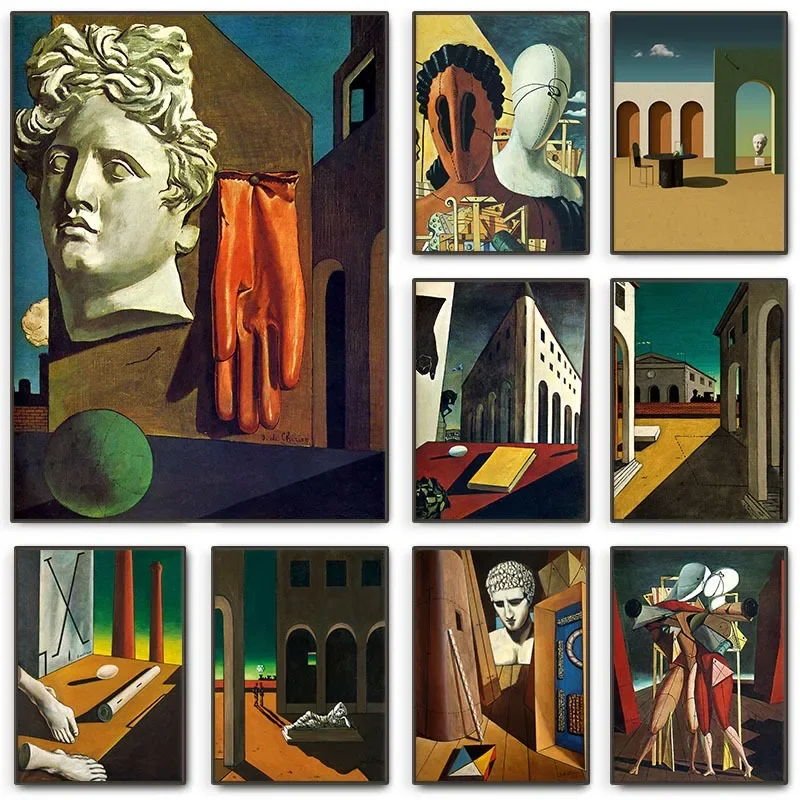 Póster De colección De Giorgio De Chirico, escultura De cuerpo humano De estilo surrealista, pintura en lienzo, arte De pared, sala De estar italiana, decoración del hogar