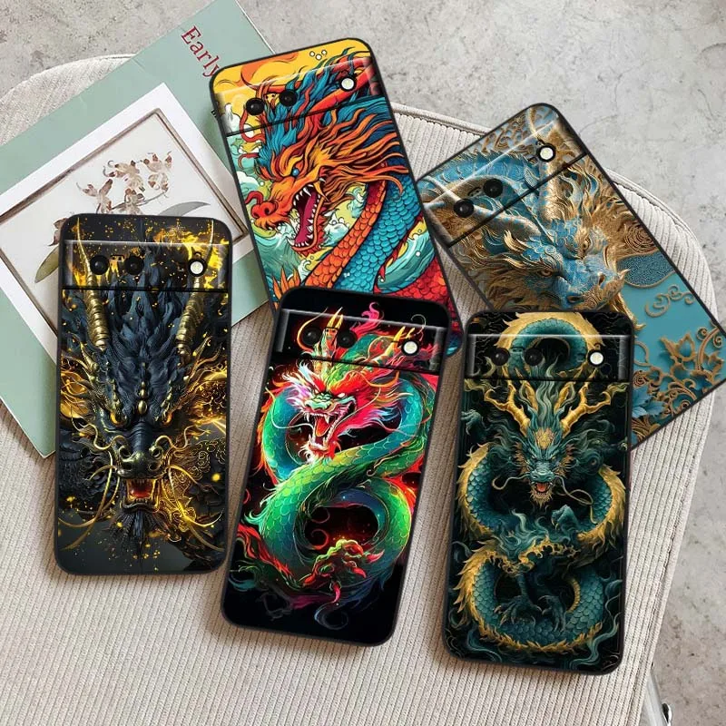 

Color Creative Dragon Popular Phone Case For Google Pixel 10 9a 9 8A 8 7 7A 6 6A Pro XL 2024 5G Black Soft TPU Silicone Cover