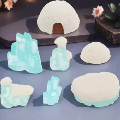 7Pcs Resin Iceberg Snow Scene Diorama Kit Realistic Arctic Antarctic Miniature Landscape Decoration for DIY Home Office