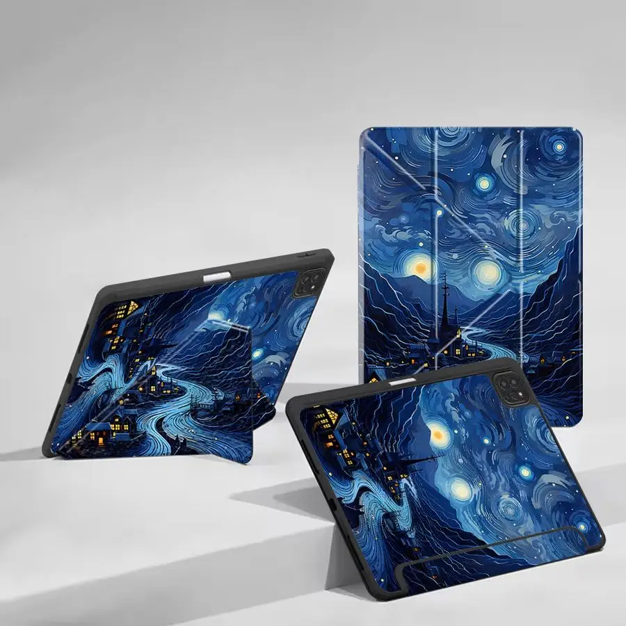 

Чехол для планшета iPad Pro 10-го, 7-го, 11-го, 9-го, 8-го поколений, Air 2025, 4, 5, M3, Air M2, 1, 2, M4, Mini 7, 6 с держателем, дизайн «Небо, Луна, Звездная ночь»
