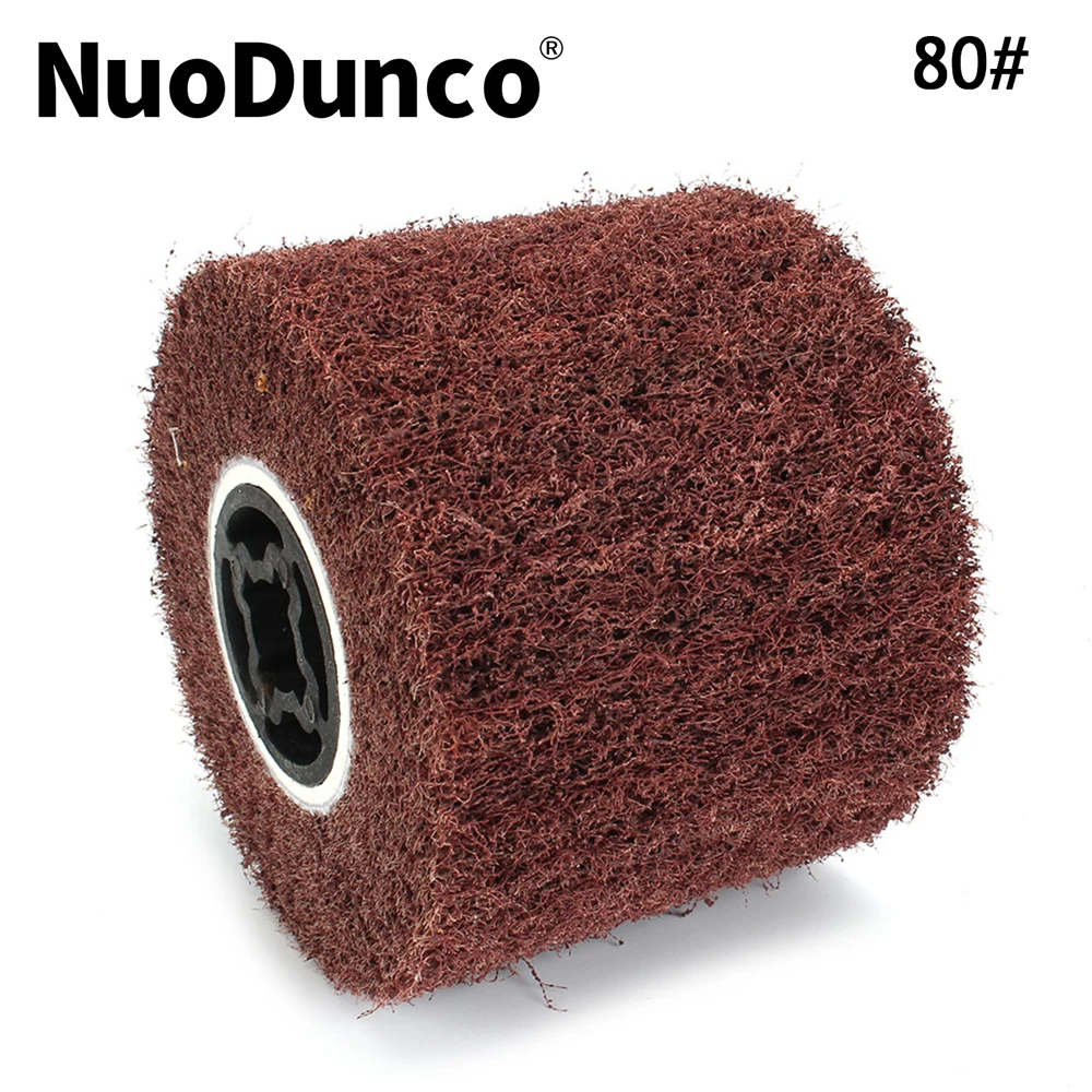 1pc 120x100x19mm Non-woven Nylon Abrasive Flap Wheel Brush 80 Grit For Stainless Steel Metal Deburring Drum Wheel Polish Tool