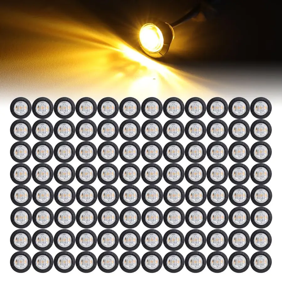 

Pcs 3 4 Inch Mini Round Clear Lens Amber LED Bullet Shape Side Marker Lights w Grommet Trailer Truck RV Lamp Brake Turn Stop Rev