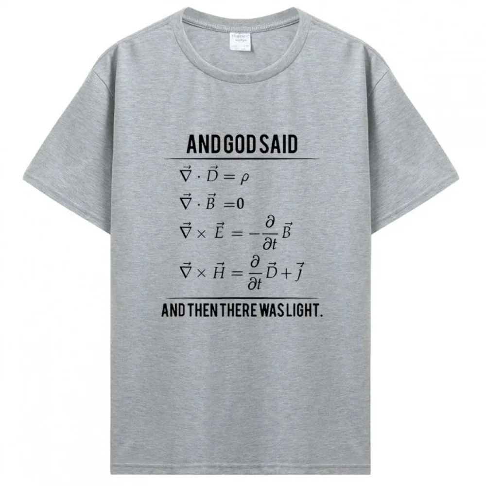 Maxwell-Gleichungen Physik T-Shirt für Männer und Frauen, God Said Light Formula, Rundhalsausschnitt, Baumwolle, Science Nerd Tee – Detail 4