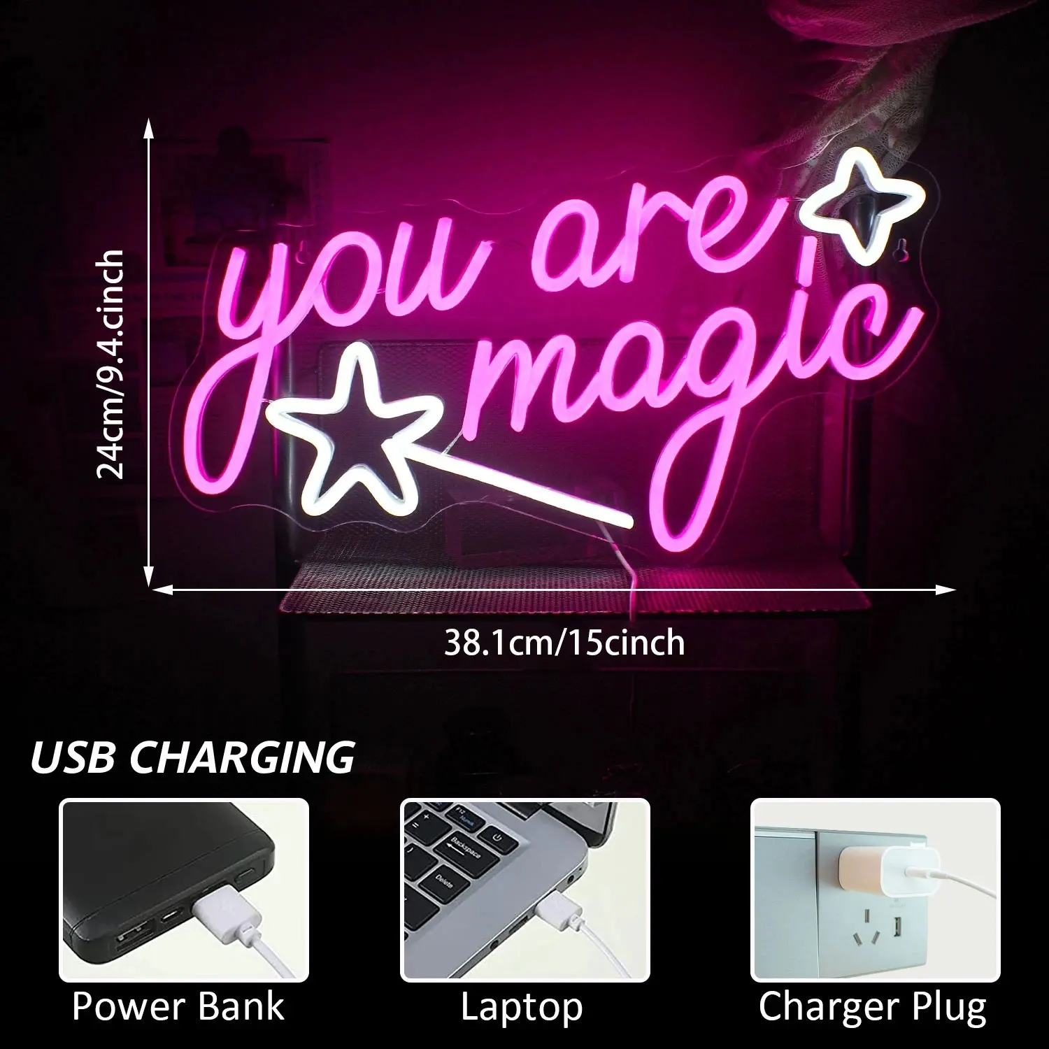 Você é Magic Neon Sign Room, LED Wall Decor, Art Magical Sign, Restaurante Festa Eventos Kids Gift for Women