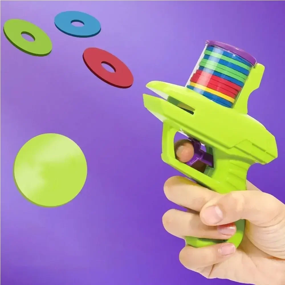 Flying Discs Launcher Toys For Kids EVA Soft Bullet Toy Gun Mini Carrot Flying Saucer Launcher Shooting Gun Outdoor Sport Toys