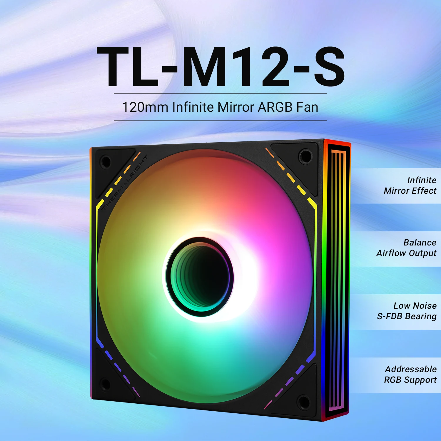 Thermalright 120mm Case Fan TL-M12/M12-S/M12W/M12W-S SILENT-BALANCE FAN INFINTY MIRROR ARGB LIGHTING 1500RPM 4PIN+5V 3PIN ARGB