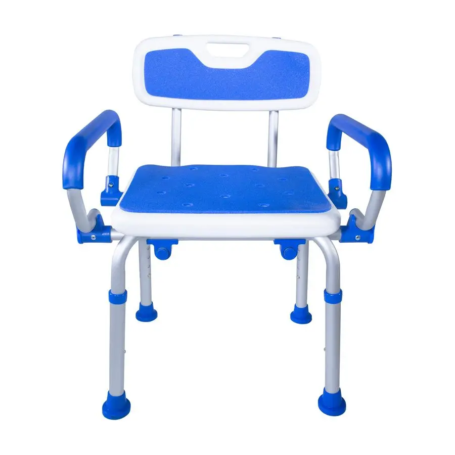 

Shower Safety Chair, Bath Bench With Backrest, Swing Arms, Adjustable Height, Medical Senior Support, Foam Padded