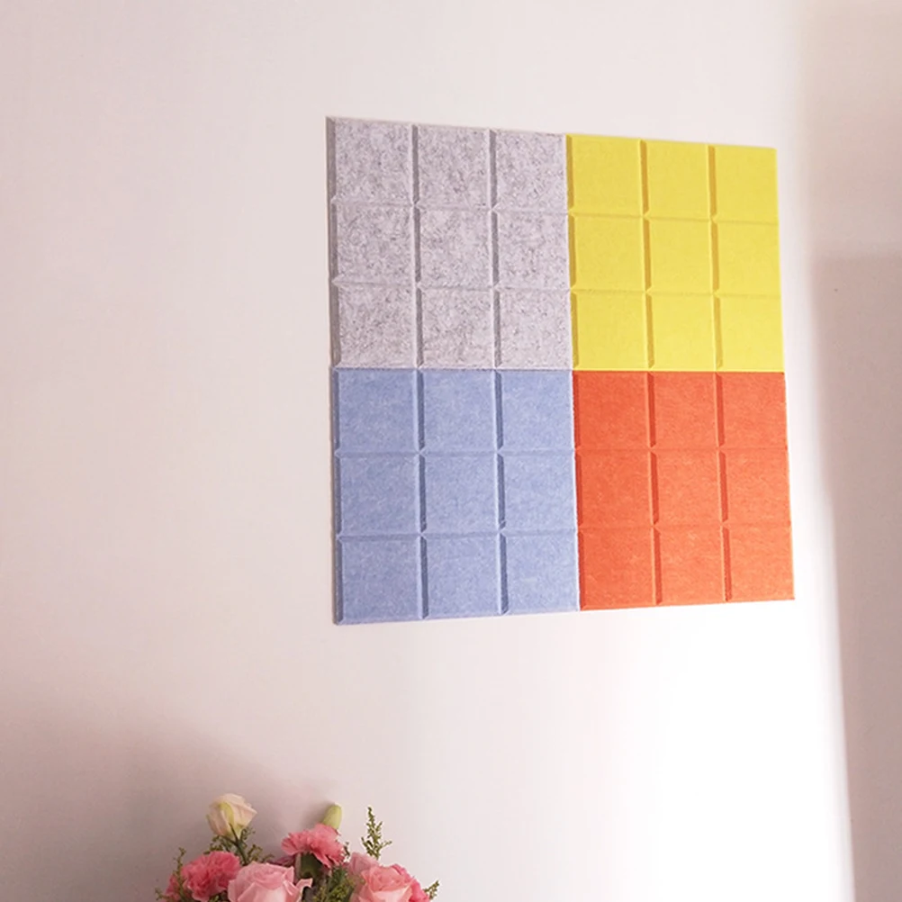 

4 Pcs Square Wall Artworks Felt Decoration Photo Display DIY Message Board Classroom Wall Sticker Notice Board