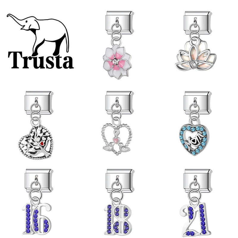 Trusta-2026-Mother's-Day-Flower-Zircon-Charm-bracelet-italian-Jewelry-Fit-9mm-Accessories-for-Women-DIY-Making-Fashion-N729