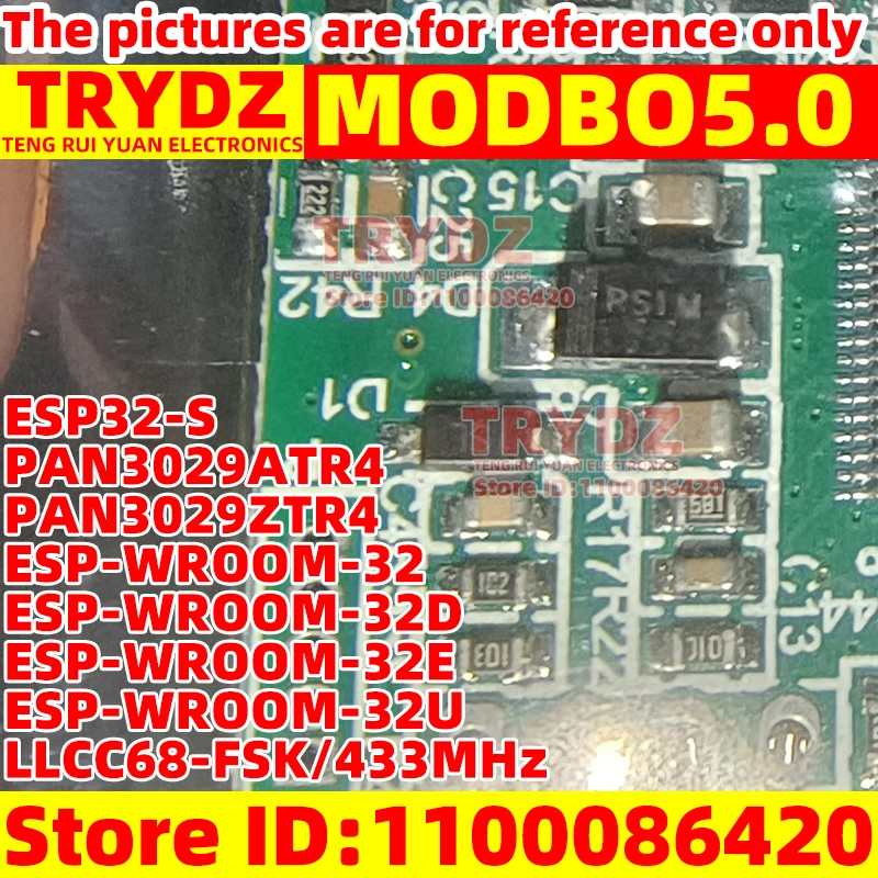 1 buah ESP-WROOM-32 MODBO5.0 baru ESP-WROOM-32D ESP-WROOM-32E ESP-WROOM-32U ESP32-S LLCC68-FSK/433MHz PAN3029ATR4 ATR