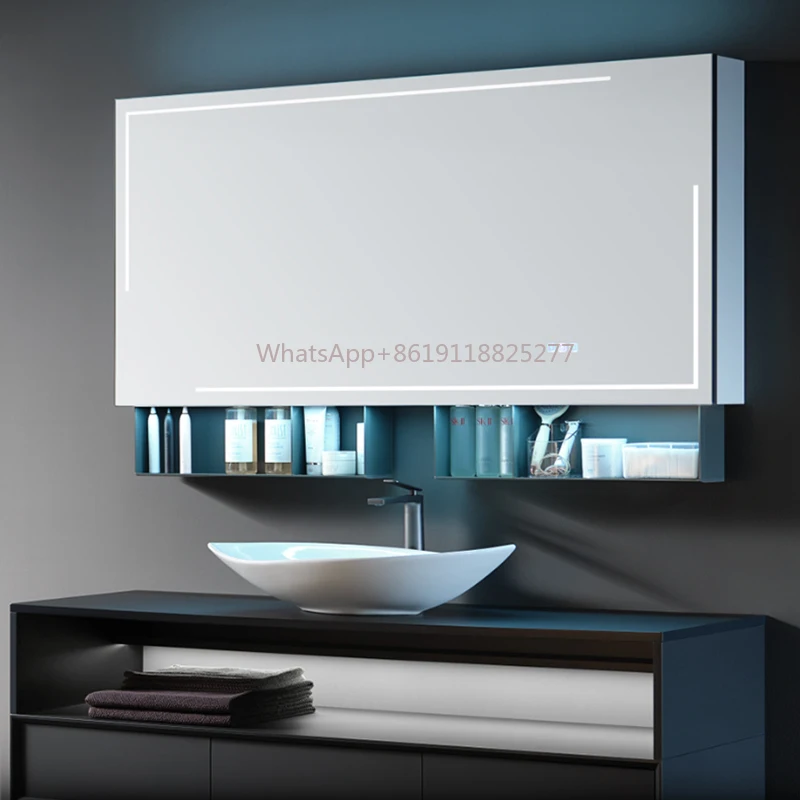 Smart Mirror Cabinet with LED Light Roeasy Bathroom Vanities Touch Screen Intelligent Cabinet Anti fog Lifting