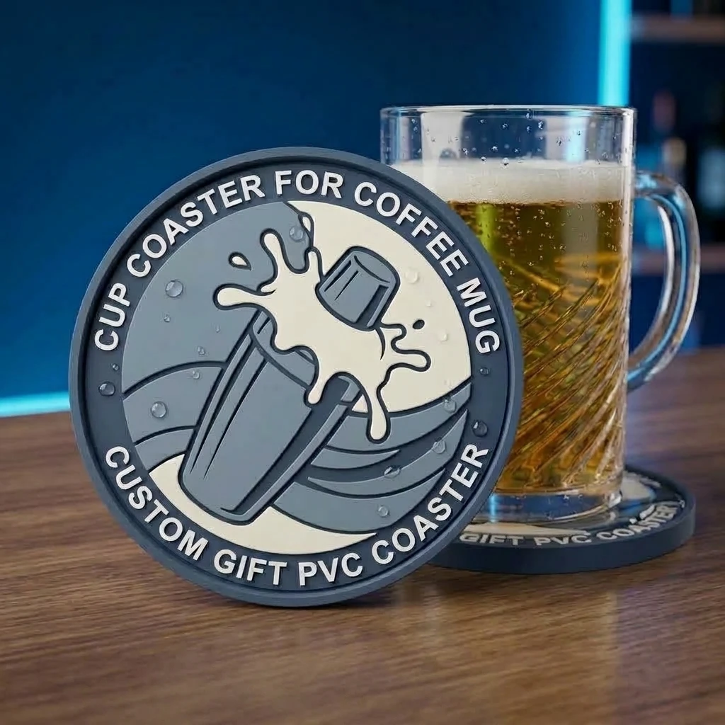 Custom Print Logo Silicone Rubber Cup Mat Waterproof PVC Coaster For Coffee Tea Drink Insulation