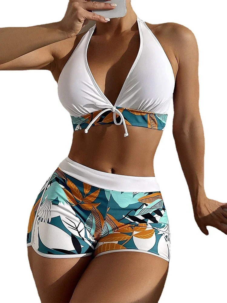 2023 New High Waist Swimsuit Women Sexy Push Up Bikini Set Leaves Print Swimwear Female Summer Bathing Girls Pool Suit Beachwear