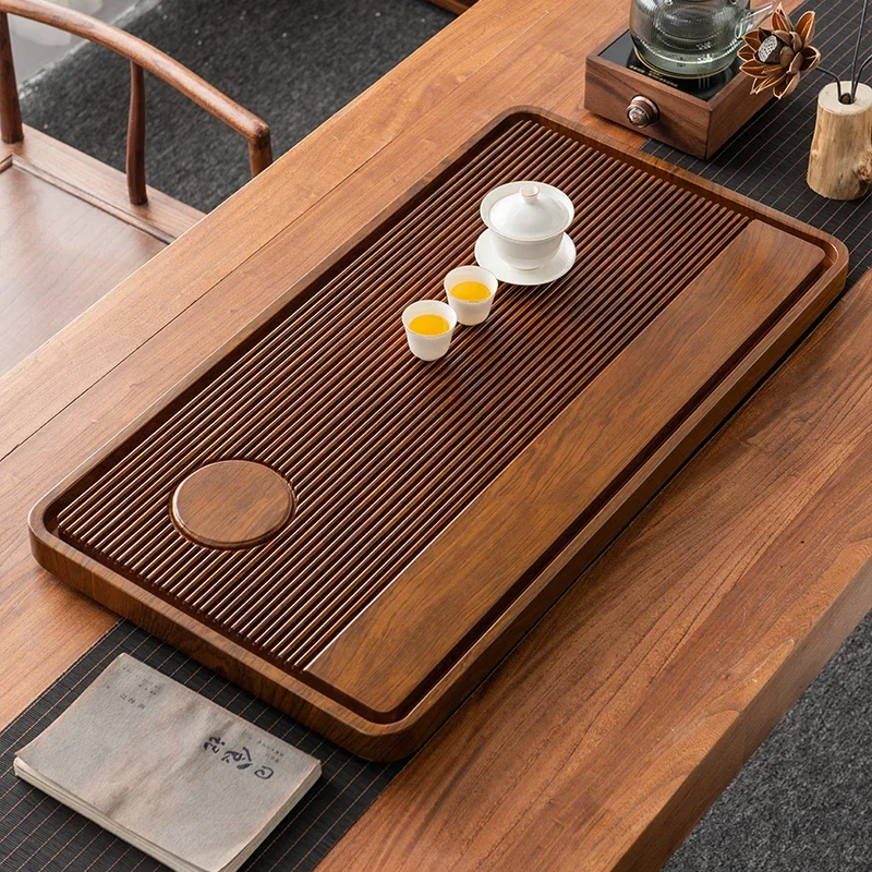 

Solid wood tea tray household 2024 new kung fu set small drain bakelite living room table