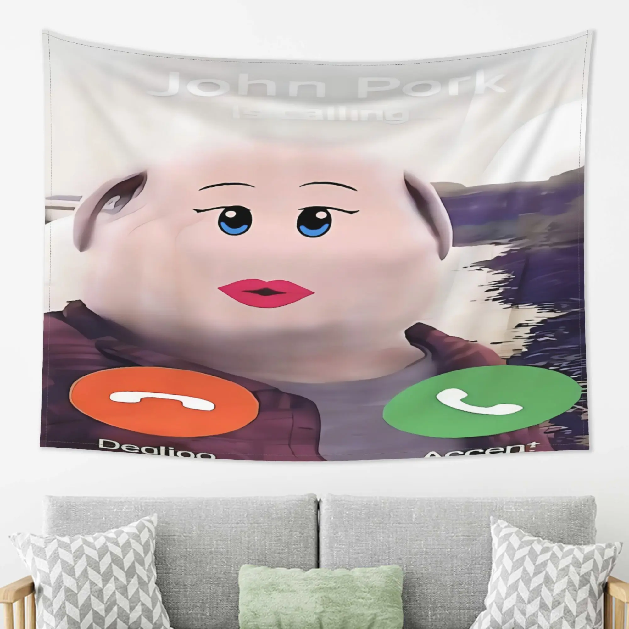 VIKAMA Funny Phone Tapestry Network Hot Meme Pig Face People Call Printing Home Decor Room Decoration Wall Art