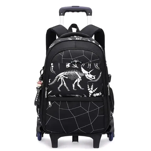 Boys Kids Wheeled Rolling Satchel Backpack School Trolley Luggage Bag