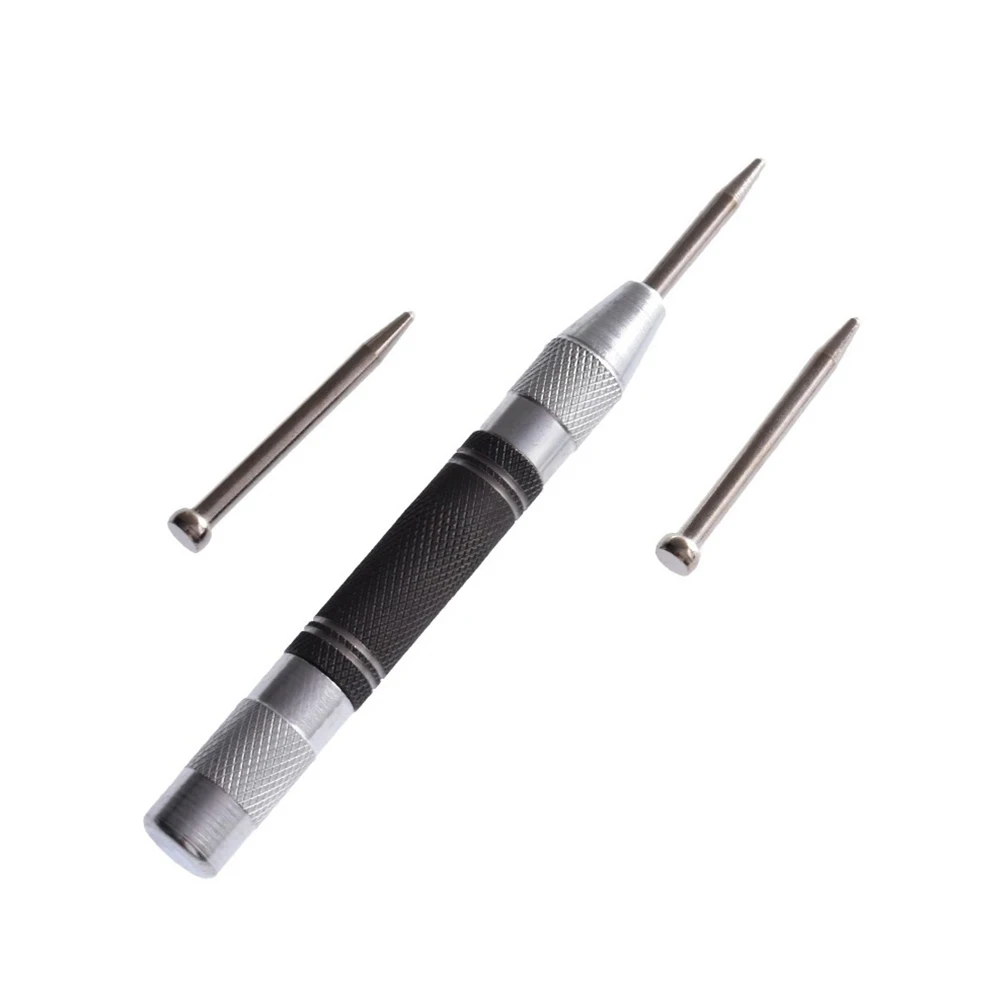 Automatische Centre Punch Und 2pc Nadeln Einstellbare Frühling Geladen Metall Bohrer Toolfor Stahl Holz Metall Glas Presse Kennzeichnung