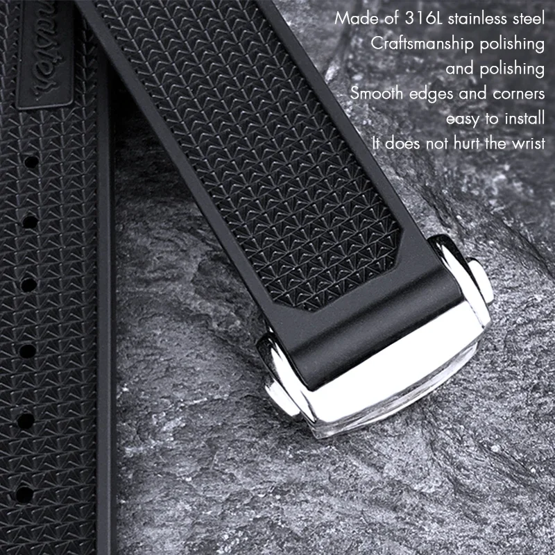 Natural Rubber 22mmWatchband for Omega Speedmaster Seamaster 300 Soft Silicone Moonwatch S Watch Strap Men