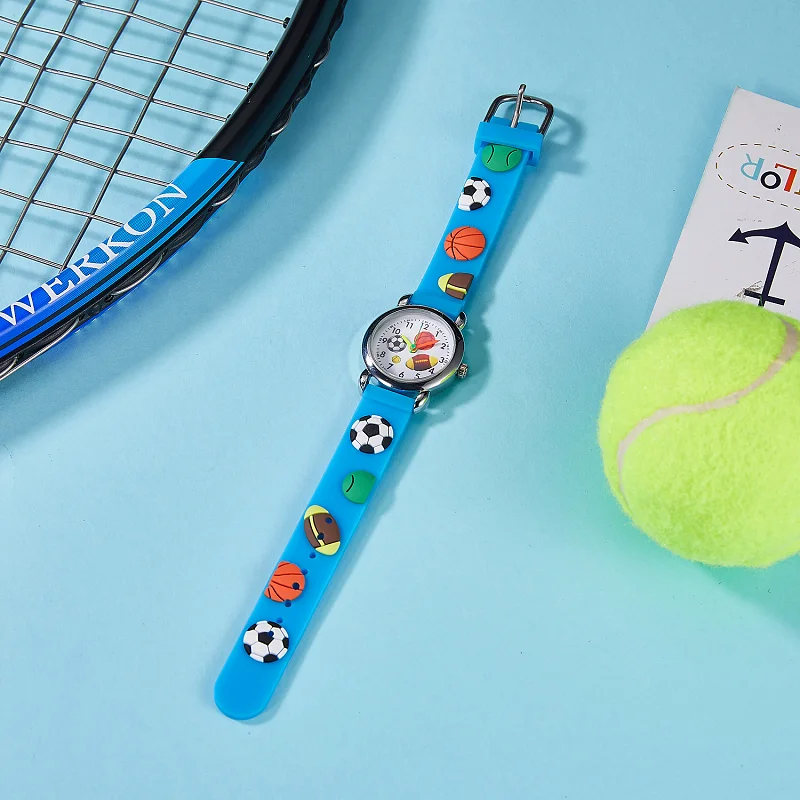 new fashion children boys girls cute cartoon football soccer watches durable electric kids watches little Free backup battery
