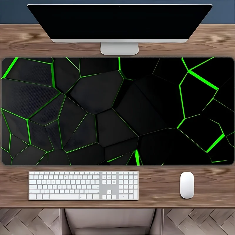 

Black & Green Geometric Design Mouse Pad Large Rubber Anti-slip Desk Accessories Mousepad for Offices & Gamer Keyboard Decor Mat
