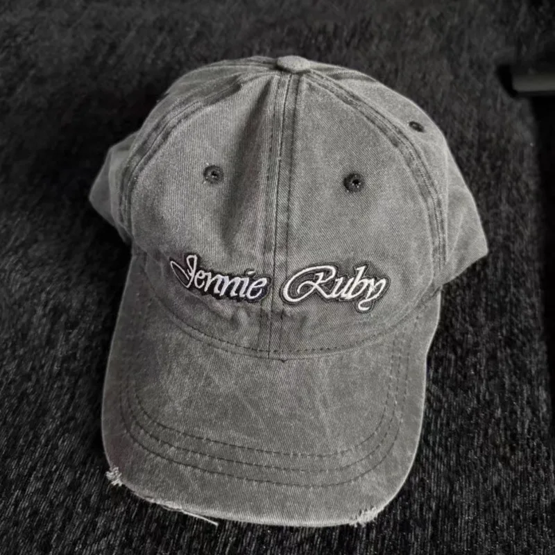 New Party Hat Letter Embroidery Jennie Ruby Cap Grey Cap One Size White Words Embroidery Baseball Cap Party Decoration Hat view 3