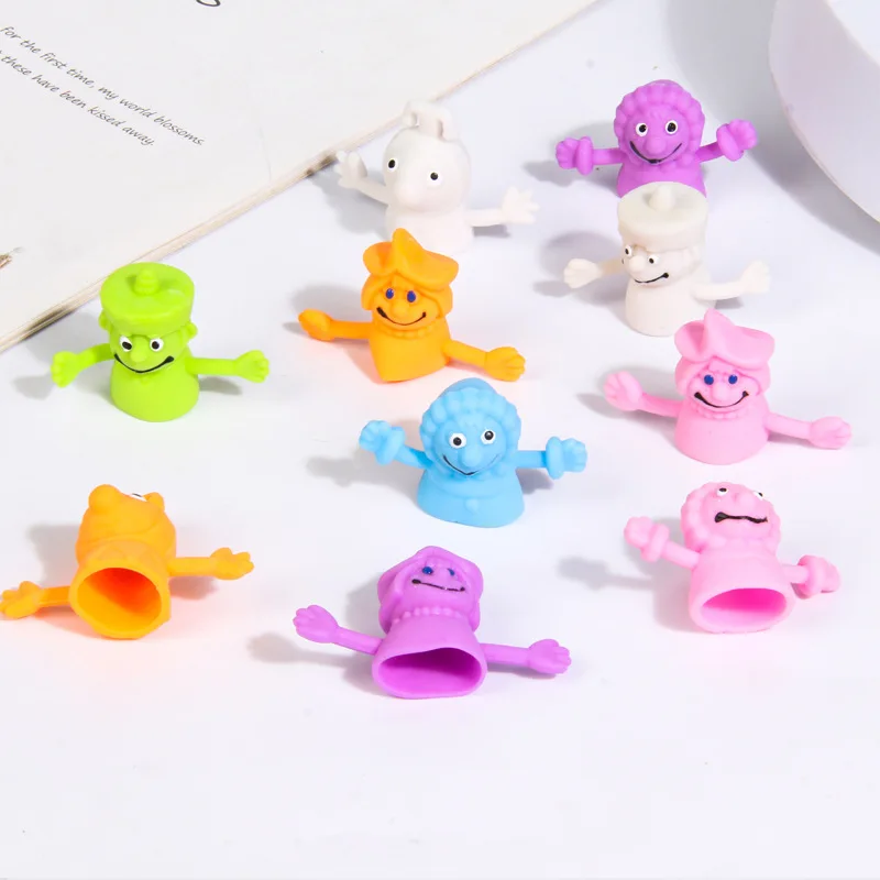 10 Stück Cartoon Finger abdeckung Kinder spielen Haus weichen Gummi kreative Monster Puppen Finger abdeckung Spielzeug Kinderspiel zeug Festival Geschenke