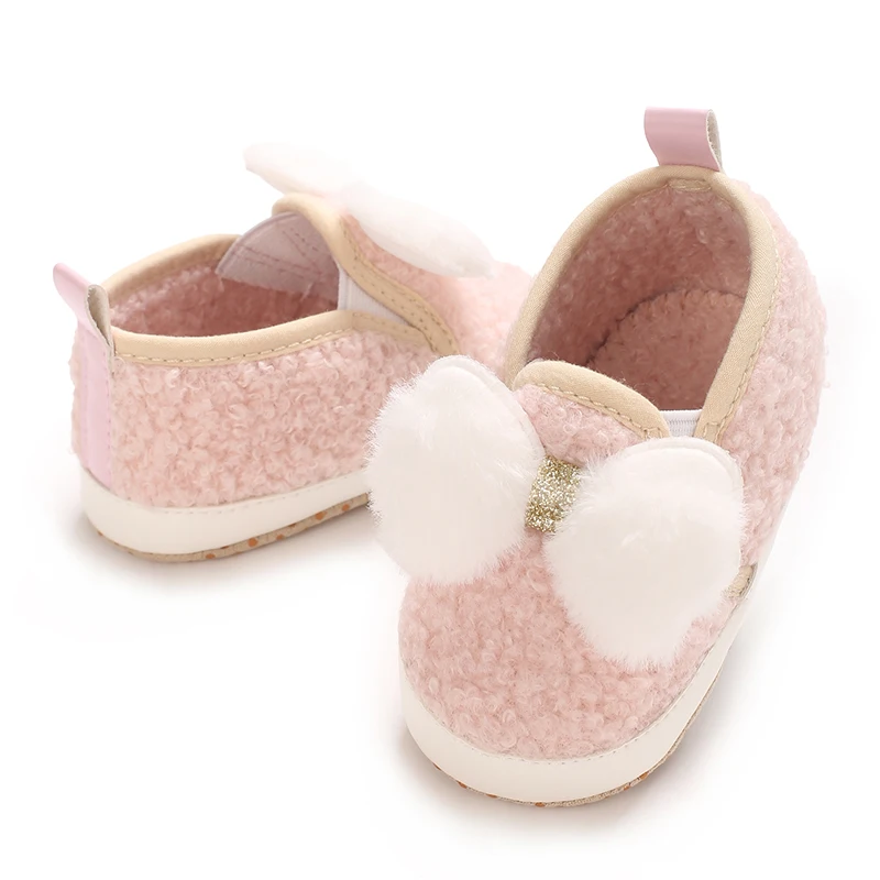 Cute And Plush Autumn And Winter 0-18M Baby Shoes Butterfly Knot All Cotton Comfortable Baby Casual Flat Shoes Walking Shoes