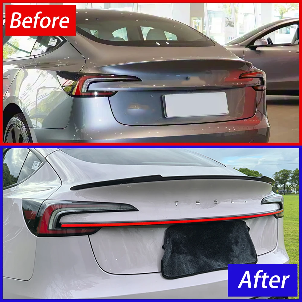 For Tesla Model 3 2023-2025 Rear Trunk Upgrade New style LED Rear Trunk Through Running Horse Lamp Assembly Tool Car Accessories