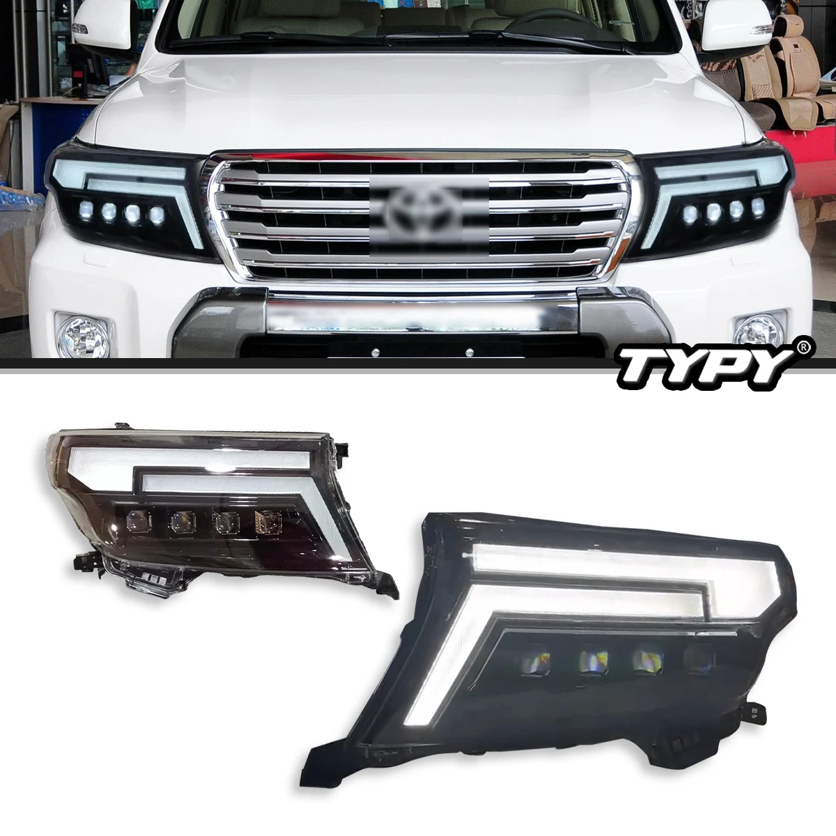 

TYPY Car Lights For Toyota Land Cruiser Headlights 2012-2015 LED Projetor head Lamp Daytime Running Light Automotive Accessories