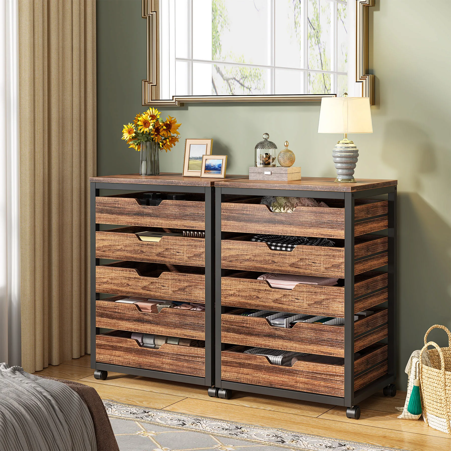 국경 간 다층 선반 가정용 트롤리 서랍형 식사용 주방 수납 랙