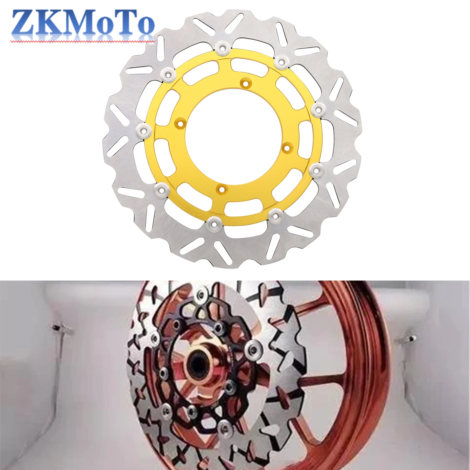 Motorcycle Aluminum 320MM Front Floating Brake Disc Rotor Adaptor For SUZUKI RMZ250 2007-2021 RMZ450 2005-2021 RMX450Z 2010-2019