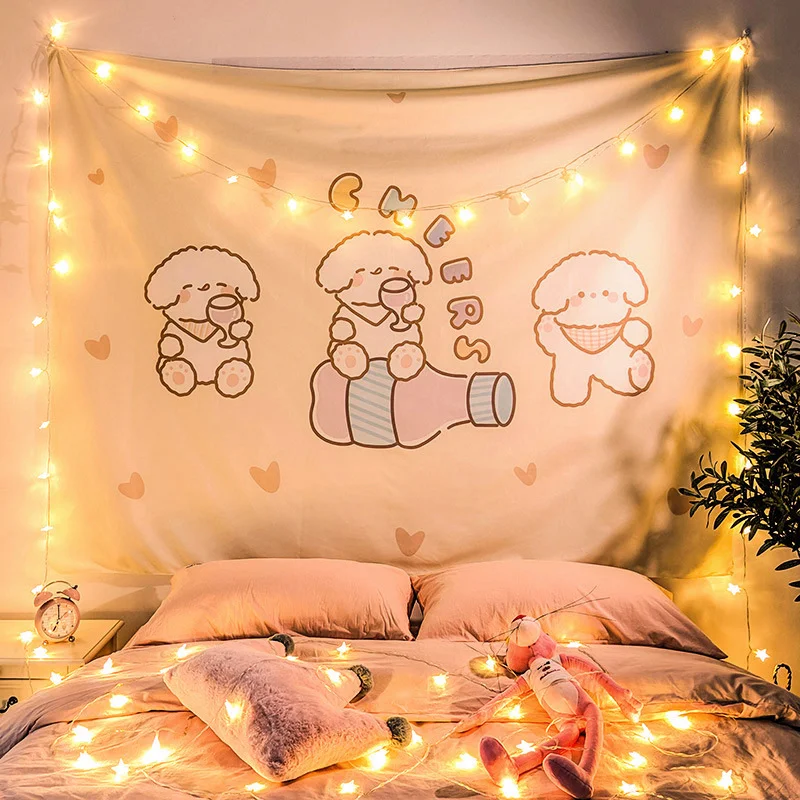 VIKAMA Cute Bear Crocodile Wall Tapestry Cartoon Kawaii Kids Home Decor Retro Style Soft Durable Cozy Aesthetic Gift Washable