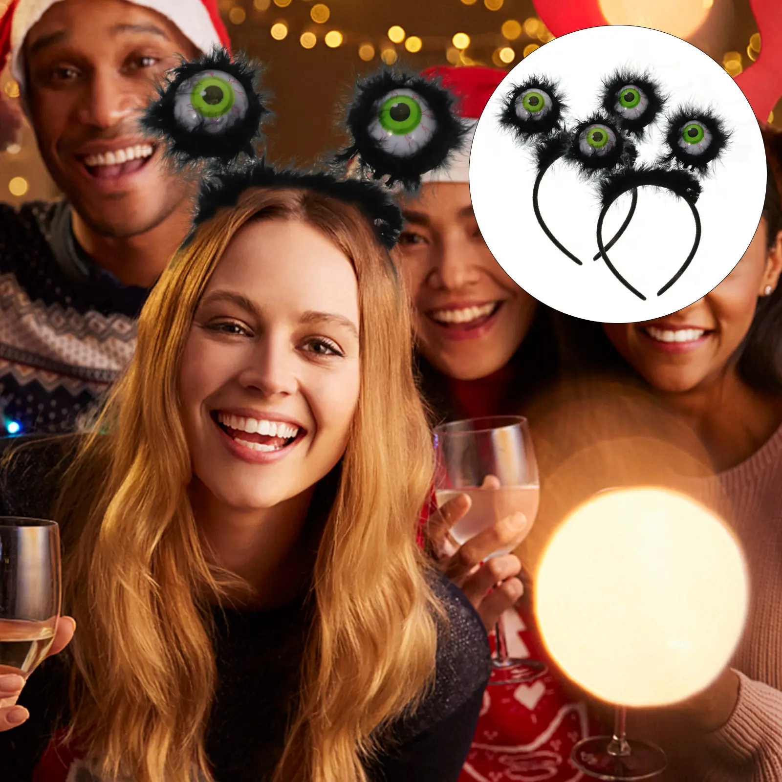 

2Pcs Halloween Eyeball Headband Glow Effect Optional Stylish Horror Headband for Stage Performance Festival Costume Photo Prop