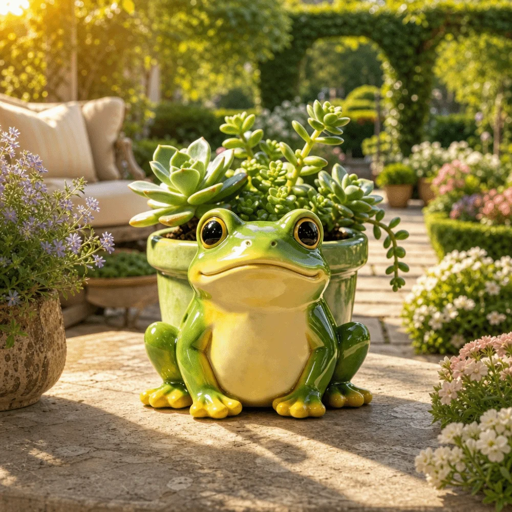 Storage Resin Potted Sculpture Thickened Garden Decor Succulent Pot Funny Pencil Holder Frog Planter Indoor Outdoor